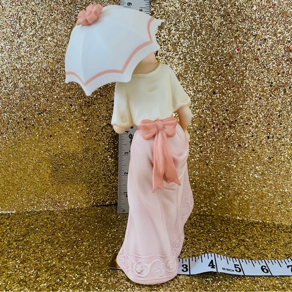 Home Interior Lady Figurine  14004 Pearl Parasol Pink Umbrella Homco new no box - Picture 10 of 11